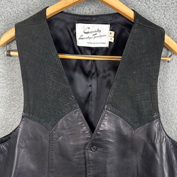 Vintage Leather And Suede Vest Black Cassidy Leather Fashions SZ L Boho Western - Picture 3 of 10